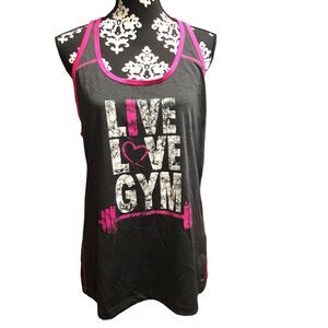 Women’s BCG Pink & Grey Racer Back Tank Top, Exercise, Jogging, Tru Wick XL